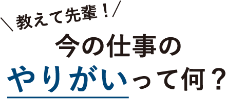 教えて先輩！今の仕事のやりがいって何？