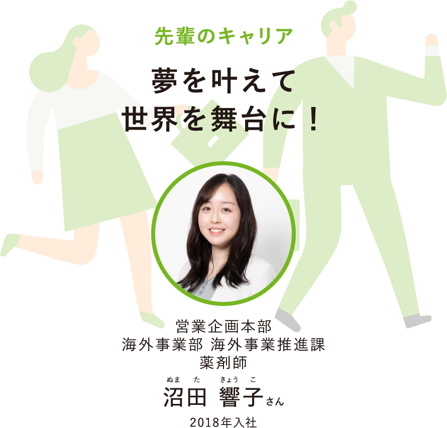 先輩のキャリア夢を叶えて世界を舞台に！営業企画本部海外事業部 海外事業推進課薬剤師ぬまたきょうこ沼田 響子さん2018年入社